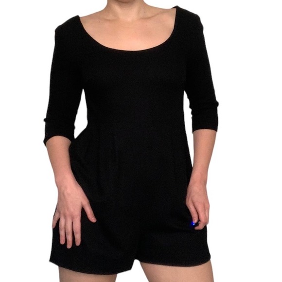 Loeffler Randall 4 Wool Silk Romper Black Pleated Pockets - Picture 2 of 10